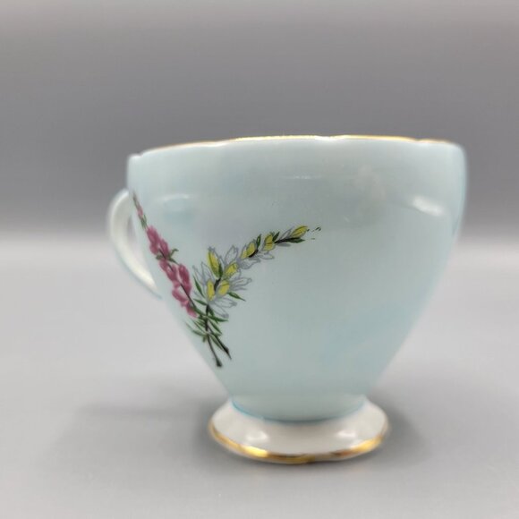 Vtg Foley Bone China Highland Heather Teacup & Saucer Set England Blue Floral - Picture 14 of 16